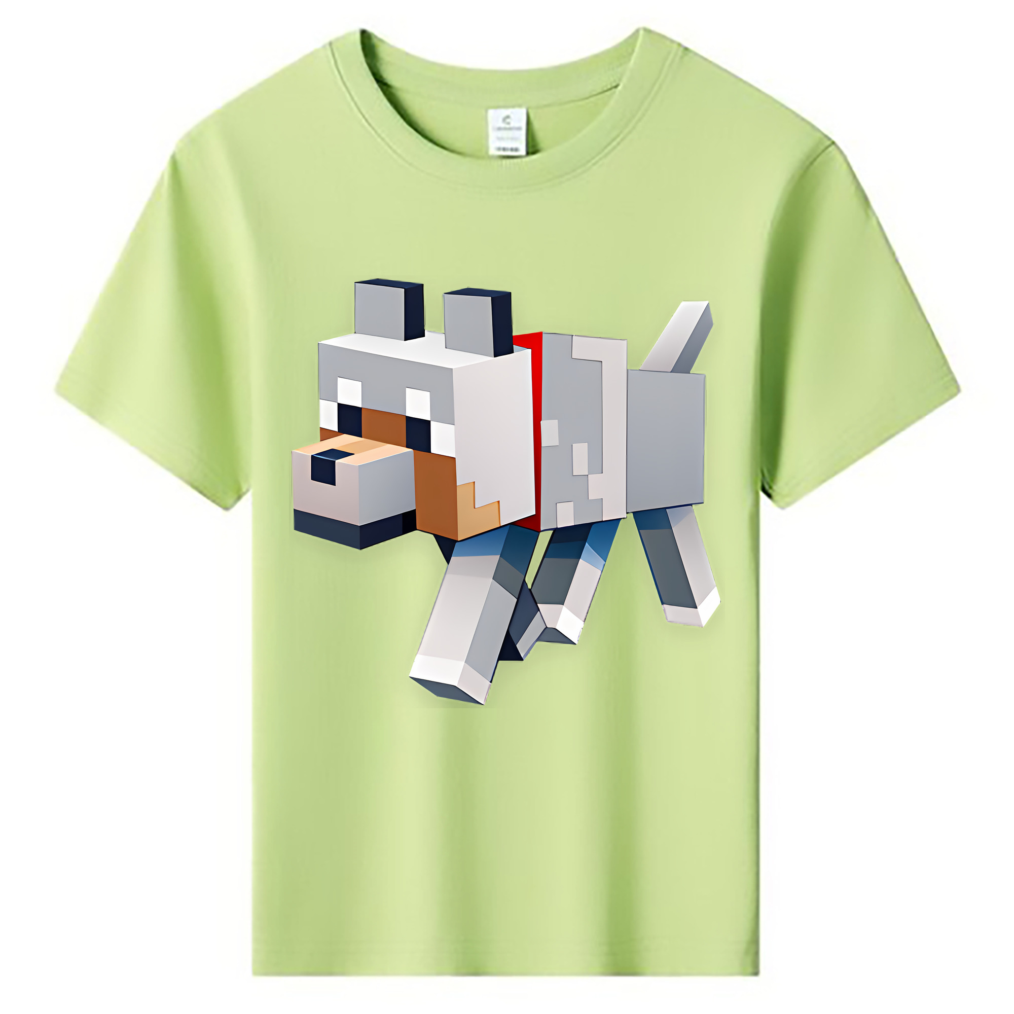 （画像用） マインクラフト ブロックの世界 Minecraft MC Block world 綿100％キッズTシャツ（フロントプリント）